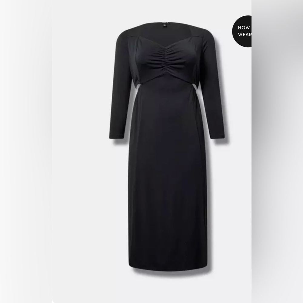 Torrid NWT black side cutout sweetheart neck midi dress size 1X K45